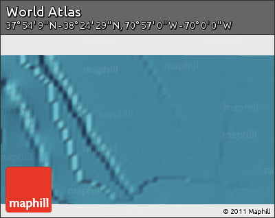 Satellite 3D Map of the Area around 38° 9' 19" N, 70° 28' 29" W