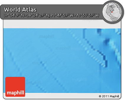 Physical 3D Map of the Area around 38° 9' 19" N, 71° 19' 29" W