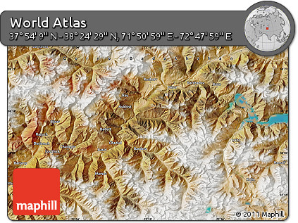 Satellite Map of the Area around 38° 9' 19" N, 72° 19' 29" E