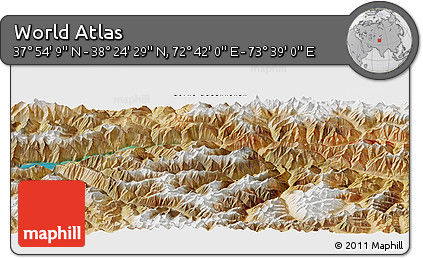Satellite Panoramic Map of the Area around 38° 9' 19" N, 73° 10' 30" E