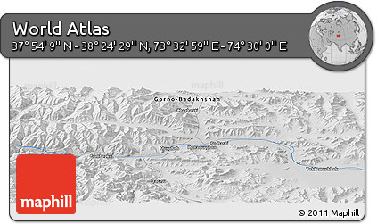 Physical Panoramic Map of the Area around 38° 9' 19" N, 74° 1' 30" E