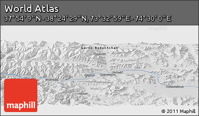 Physical Panoramic Map of the Area around 38° 9' 19" N, 74° 1' 30" E