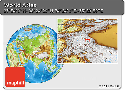 Physical Location Map of the Area around 38° 9' 19" N, 74° 52' 30" E