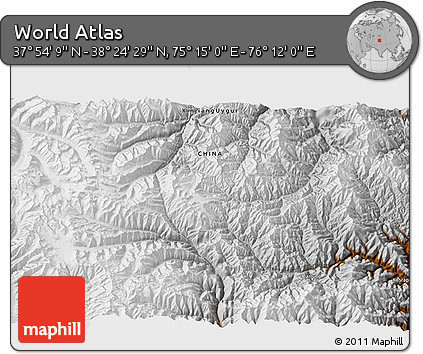 Physical 3D Map of the Area around 38° 9' 19" N, 75° 43' 29" E