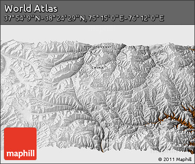 Physical 3D Map of the Area around 38° 9' 19" N, 75° 43' 29" E