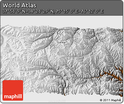 Physical 3D Map of the Area around 38° 9' 19" N, 75° 43' 29" E