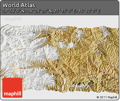 Satellite 3D Map of the Area around 38° 9' 19" N, 75° 43' 29" E