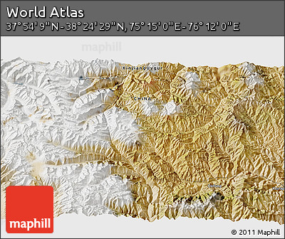 Satellite 3D Map of the Area around 38° 9' 19" N, 75° 43' 29" E