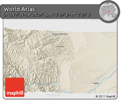 Shaded Relief 3D Map of the Area around 38° 9' 19" N, 76° 34' 29" E