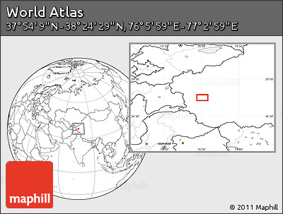 Blank Location Map of the Area around 38° 9' 19" N, 76° 34' 29" E