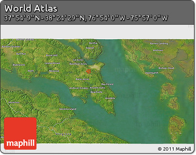 Satellite 3D Map of the Area around 38° 9' 19" N, 76° 25' 30" W
