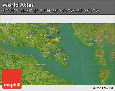 Satellite 3D Map of the Area around 38° 9' 19" N, 76° 25' 30" W