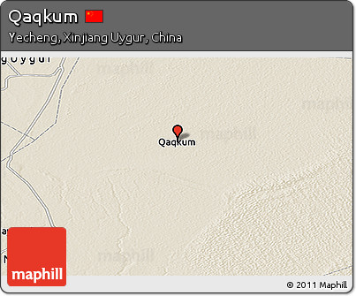 Shaded Relief Panoramic Map of Qaqkum