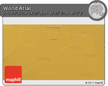 Physical 3D Map of the Area around 38° 9' 19" N, 78° 16' 30" E