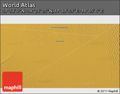 Physical 3D Map of the Area around 38° 9' 19" N, 78° 16' 30" E