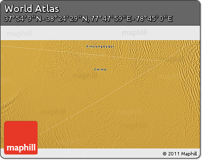 Physical 3D Map of the Area around 38° 9' 19" N, 78° 16' 30" E