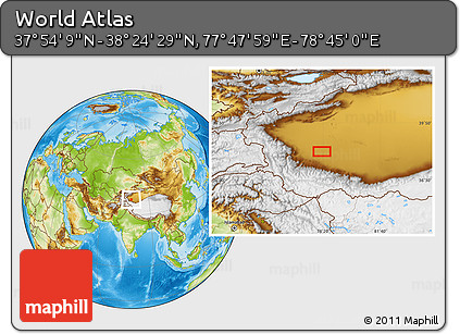 Physical Location Map of the Area around 38° 9' 19" N, 78° 16' 30" E