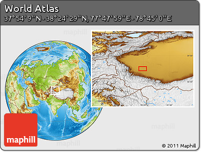 Physical Location Map of the Area around 38° 9' 19" N, 78° 16' 30" E