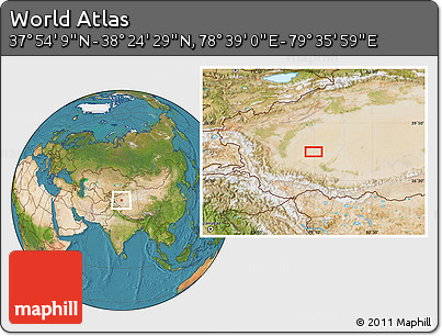 Satellite Location Map of the Area around 38° 9' 19" N, 79° 7' 30" E