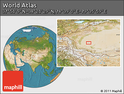 Satellite Location Map of the Area around 38° 9' 19" N, 79° 7' 30" E