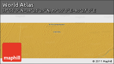 Physical Panoramic Map of the Area around 38° 9' 19" N, 79° 58' 29" E