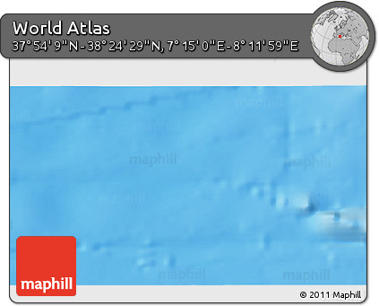 Physical 3D Map of the Area around 38° 9' 19" N, 7° 43' 29" E