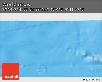 Physical 3D Map of the Area around 38° 9' 19" N, 7° 43' 29" E