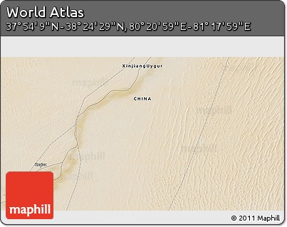 Satellite 3D Map of the Area around 38° 9' 19" N, 80° 49' 29" E