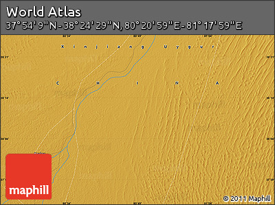 Physical Map of the Area around 38° 9' 19" N, 80° 49' 29" E