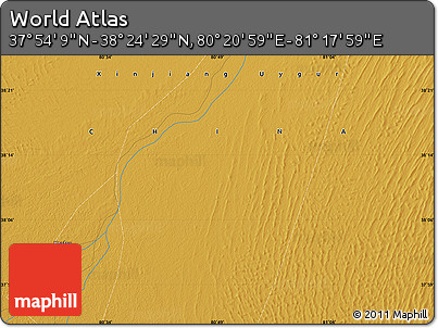 Physical Map of the Area around 38° 9' 19" N, 80° 49' 29" E