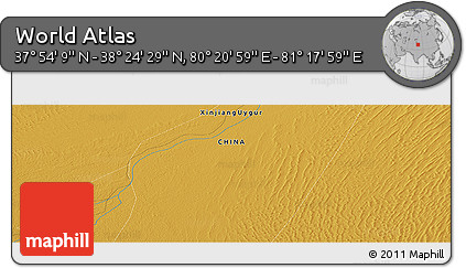 Physical Panoramic Map of the Area around 38° 9' 19" N, 80° 49' 29" E