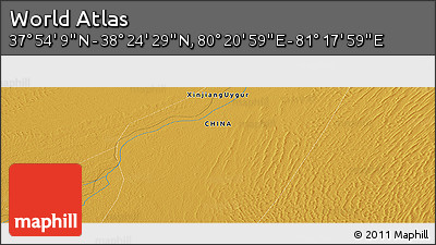 Physical Panoramic Map of the Area around 38° 9' 19" N, 80° 49' 29" E