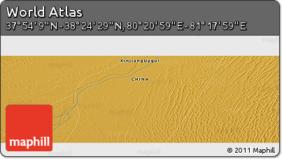 Physical Panoramic Map of the Area around 38° 9' 19" N, 80° 49' 29" E