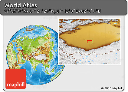Physical Location Map of the Area around 38° 9' 19" N, 81° 40' 30" E