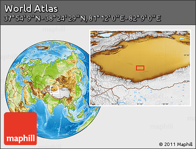 Physical Location Map of the Area around 38° 9' 19" N, 81° 40' 30" E