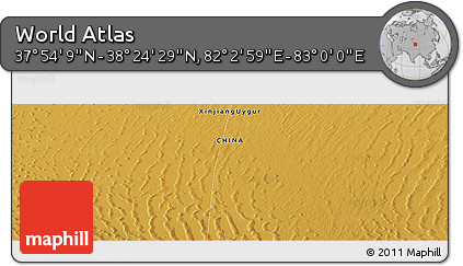 Physical Panoramic Map of the Area around 38° 9' 19" N, 82° 31' 30" E