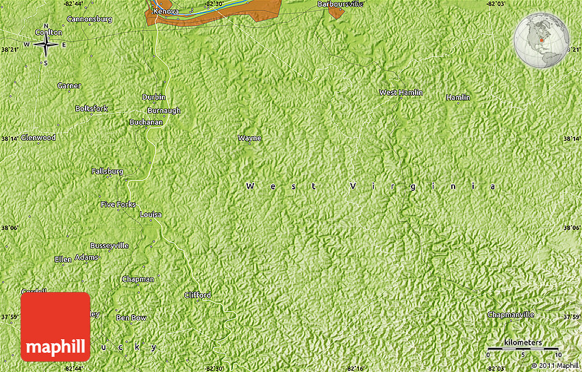 Physical Map of Stringtown