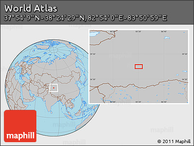 Gray Location Map of the Area around 38° 9' 19" N, 83° 22' 30" E