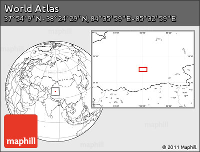 Blank Location Map of the Area around 38° 9' 19" N, 85° 4' 29" E