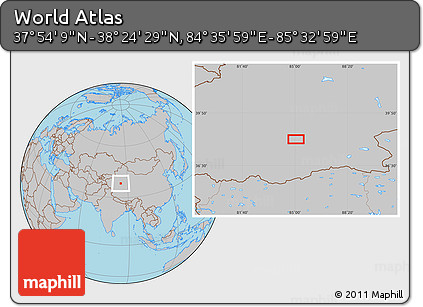 Gray Location Map of the Area around 38° 9' 19" N, 85° 4' 29" E