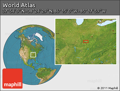 Satellite Location Map of the Area around 38° 9' 19" N, 85° 46' 30" W