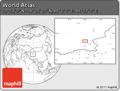 Blank Location Map of the Area around 38° 9' 19" N, 88° 28' 29" E