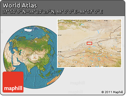 Satellite Location Map of the Area around 38° 9' 19" N, 88° 28' 29" E