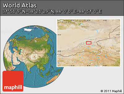 Satellite Location Map of the Area around 38° 9' 19" N, 88° 28' 29" E
