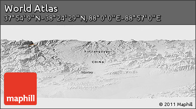 Physical Panoramic Map of the Area around 38° 9' 19" N, 88° 28' 29" E