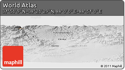 Physical Panoramic Map of the Area around 38° 9' 19" N, 88° 28' 29" E