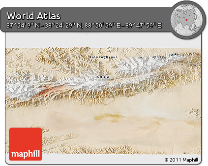 Satellite 3D Map of the Area around 38° 9' 19" N, 89° 19' 29" E