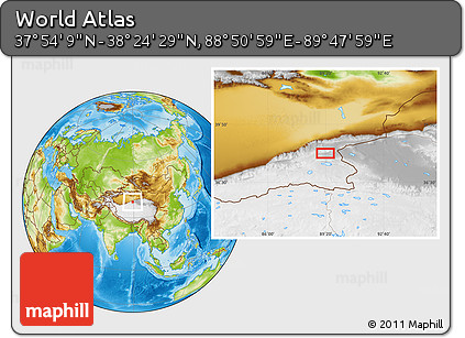 Physical Location Map of the Area around 38° 9' 19" N, 89° 19' 29" E