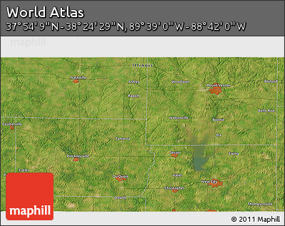 Satellite 3D Map of the Area around 38° 9' 19" N, 89° 10' 30" W