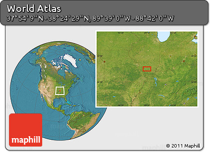Satellite Location Map of the Area around 38° 9' 19" N, 89° 10' 30" W